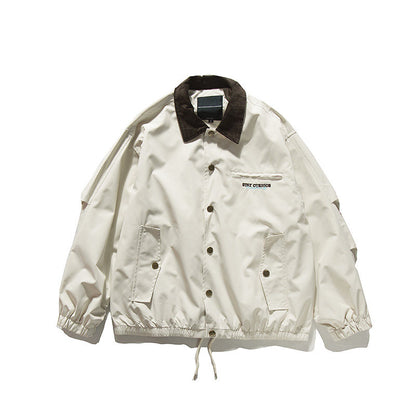 Japanese Vintage Contrast Embroidery Lapel Cargo Jacket – Oversized Unisex – Japanese vintage | yamalin clothes | Yamalinclothes