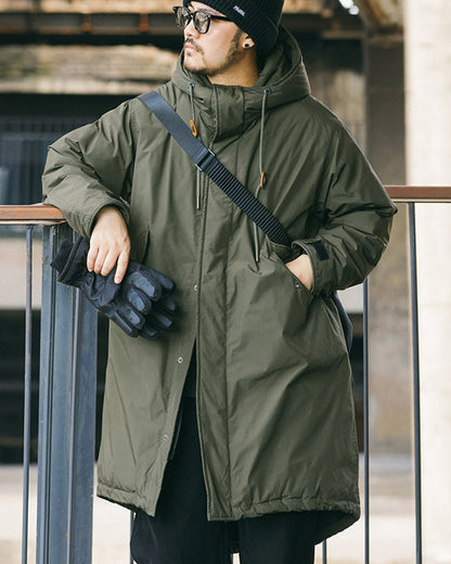 Japanese Retro Swallowtail White Duck Down Hooded Jacket – Mid-Length Unisex Winter