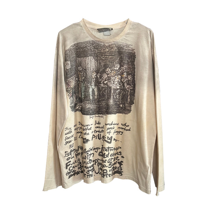 Illustration Heavyweight Washed Relaxed Long Sleeve T-Shirt – Niche Unisex