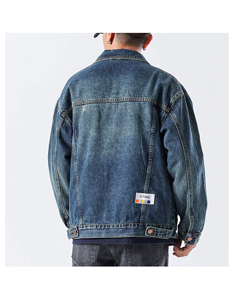 American Vintage Loose Denim Workwear Jacket – Men's Nostalgic Blue – Japanese vintage | yamalin clothes | Yamalinclothes