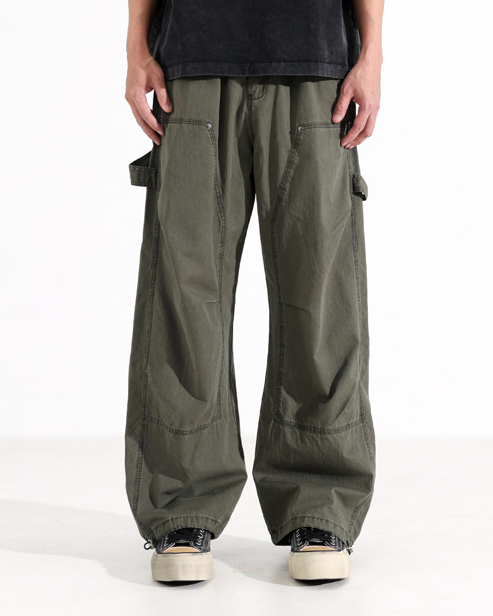 American Vintage Wide-Leg Cargo Pants – Loose Unisex Casual Spring Summer