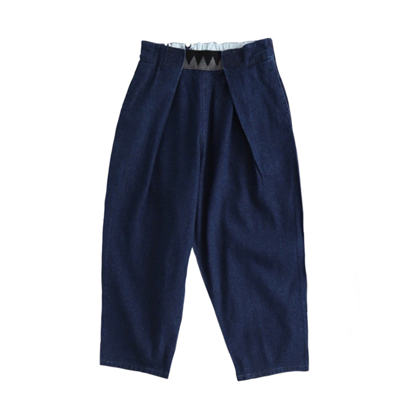 Vintage Indigo-Dyed Loose Jeans – Handmade Elastic Adjustable Waist Streetwear