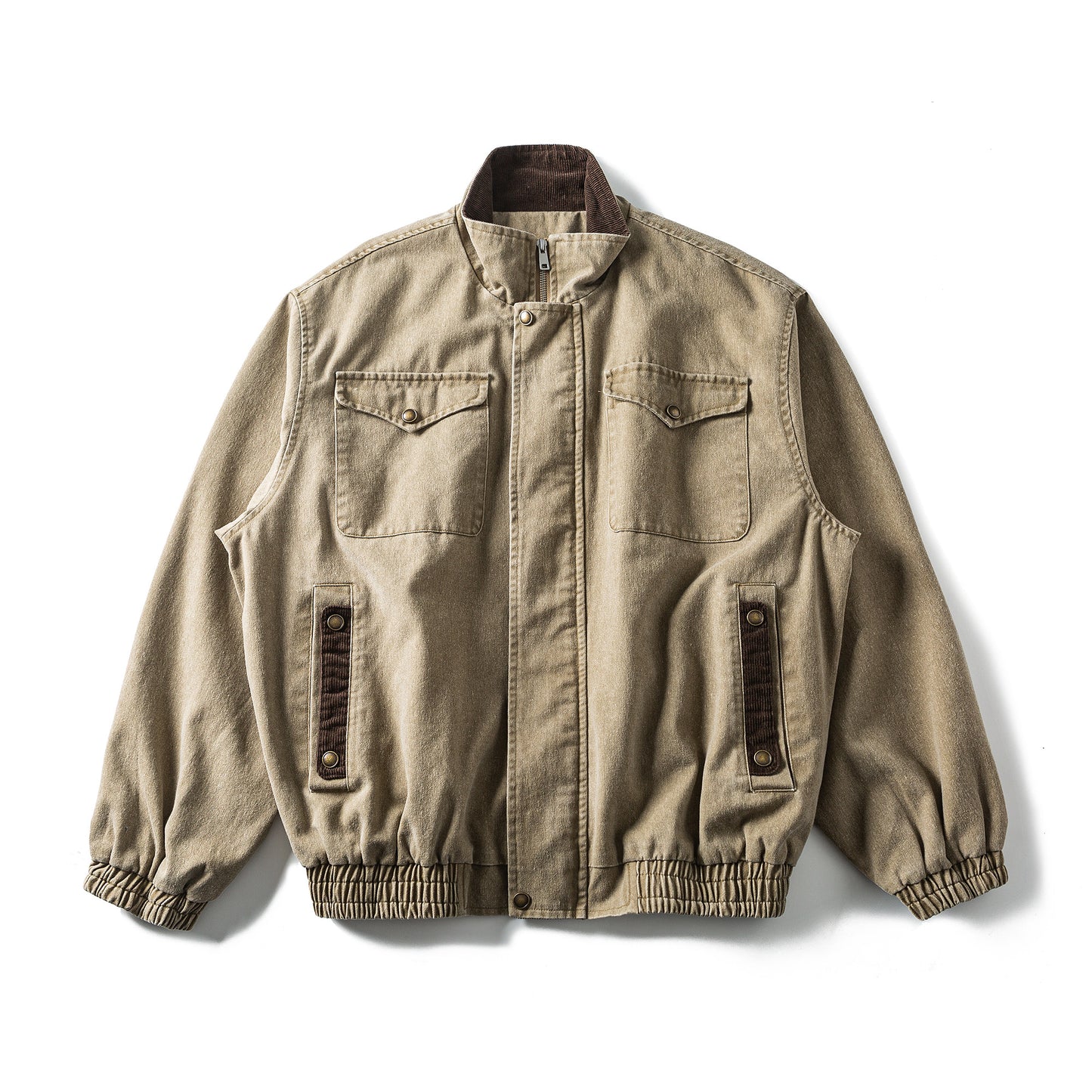 Japanese Workwear Multi-Pocket Stand Collar Jacket – Loose Oversized Men's Coat