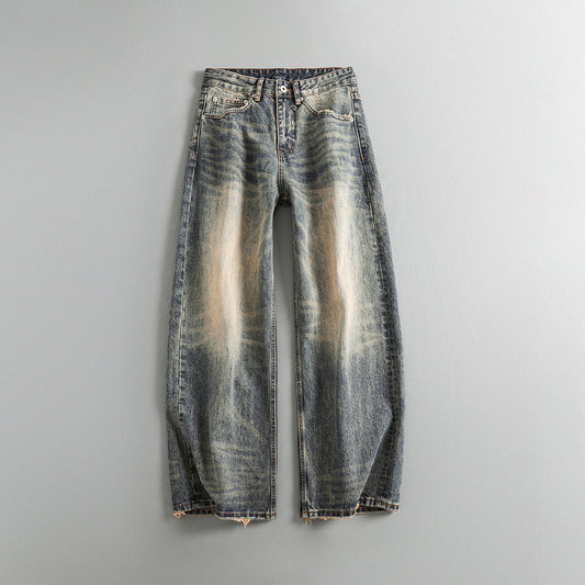 Washed Wide-Leg Straight Jeans – Japanese Vintage Loose Unisex – Pants | japanese streetwear | vintage workwear | unisex | Yamalinclothes