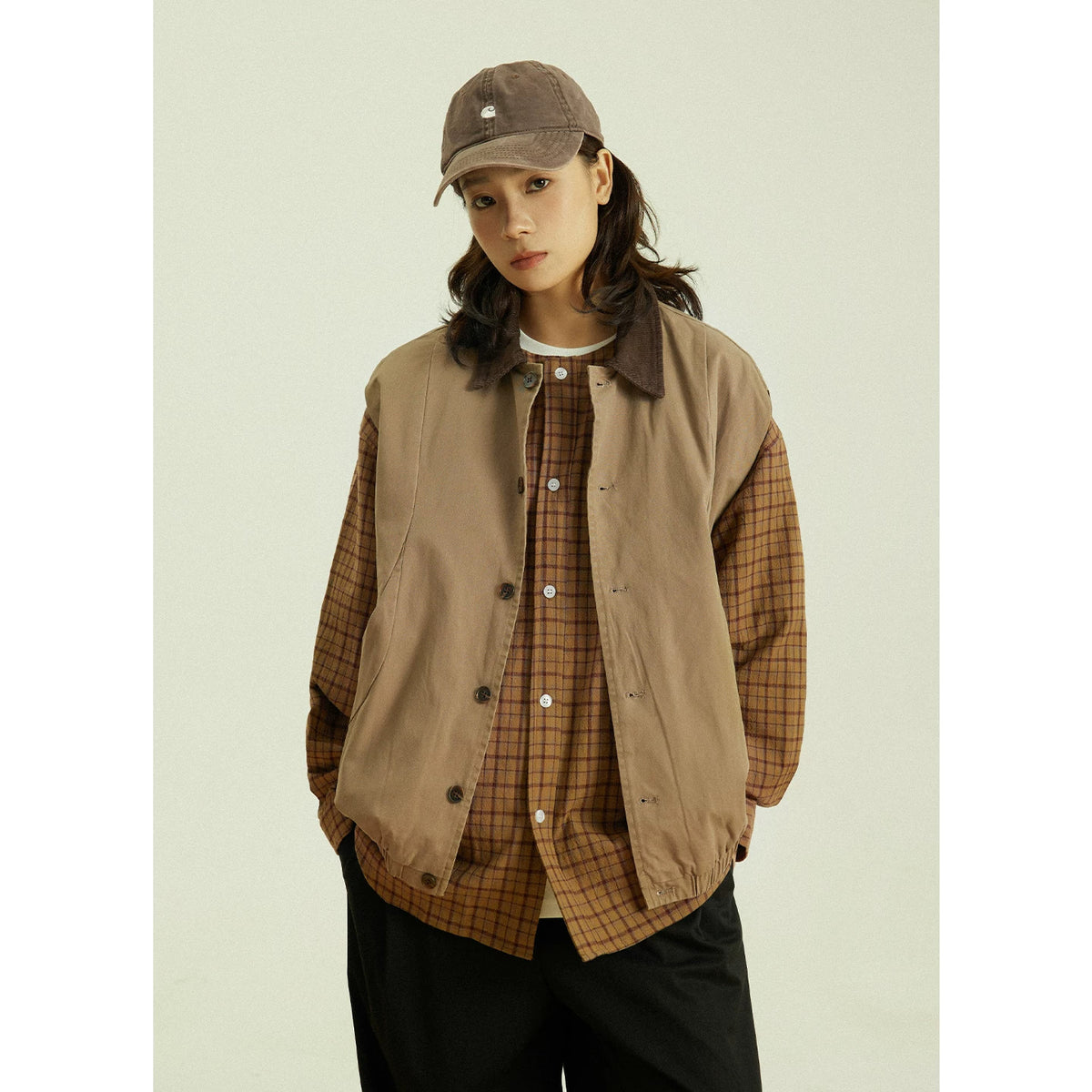 Workwear Vest – Contrast Corduroy Collar | Yamalinclothes
