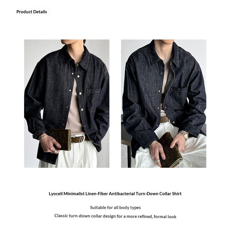 Denim Shirt – Washed Texture & Snap Front | Yamalinclothes