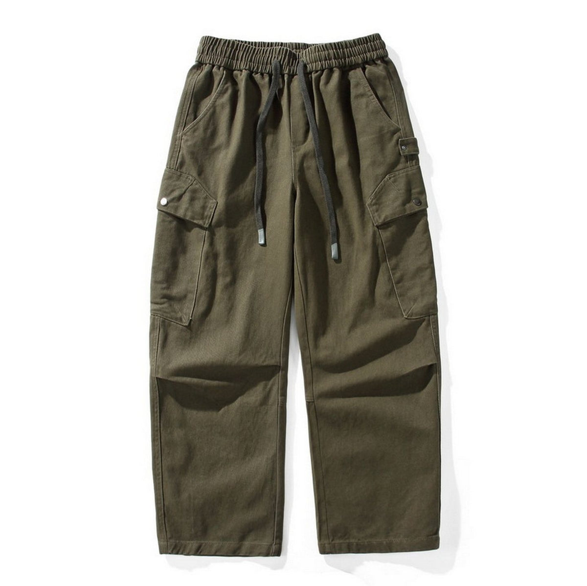Cotton Cargo Pants – Washed Twill & Drawstring Waist