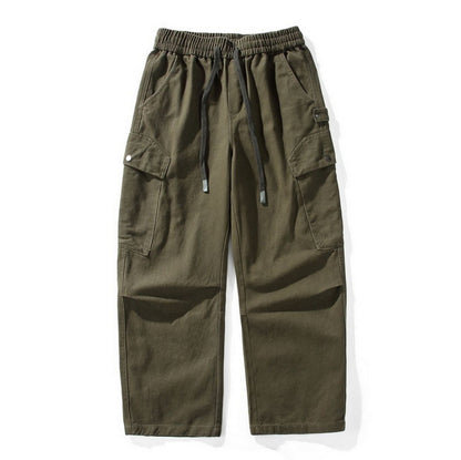 Cotton Cargo Pants – Washed Twill & Drawstring Waist