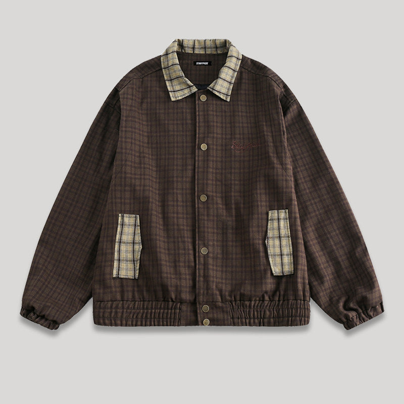 Big grid small grid Patchwork Men's Spring 2025 New Jacket | Japanese vintage | yamalin clothes | Yamalinclothes