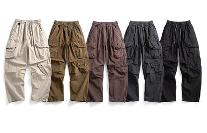 Japanese Multi-Pocket Cargo Work Pants – Men's Loose Straight-Leg Jogger