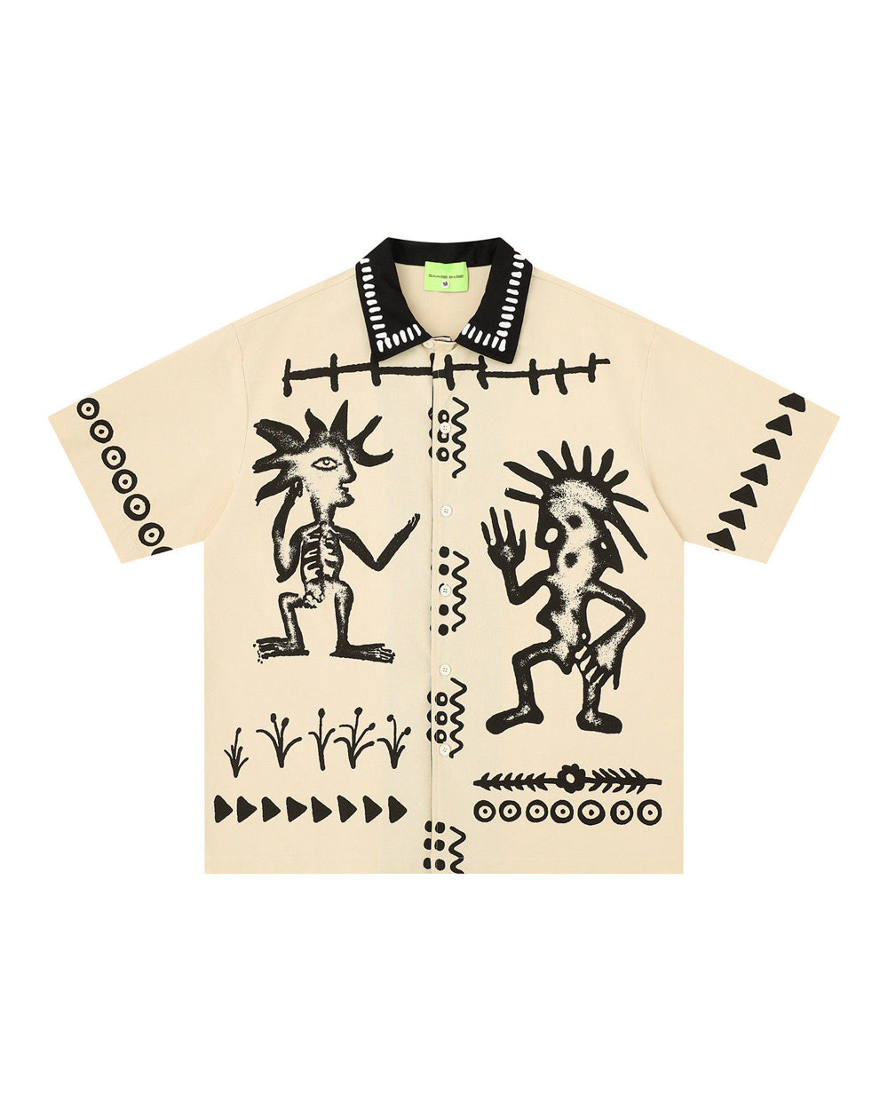 Cartoon Graffiti Print Shirt – Loose Vintage Unisex Streetwear