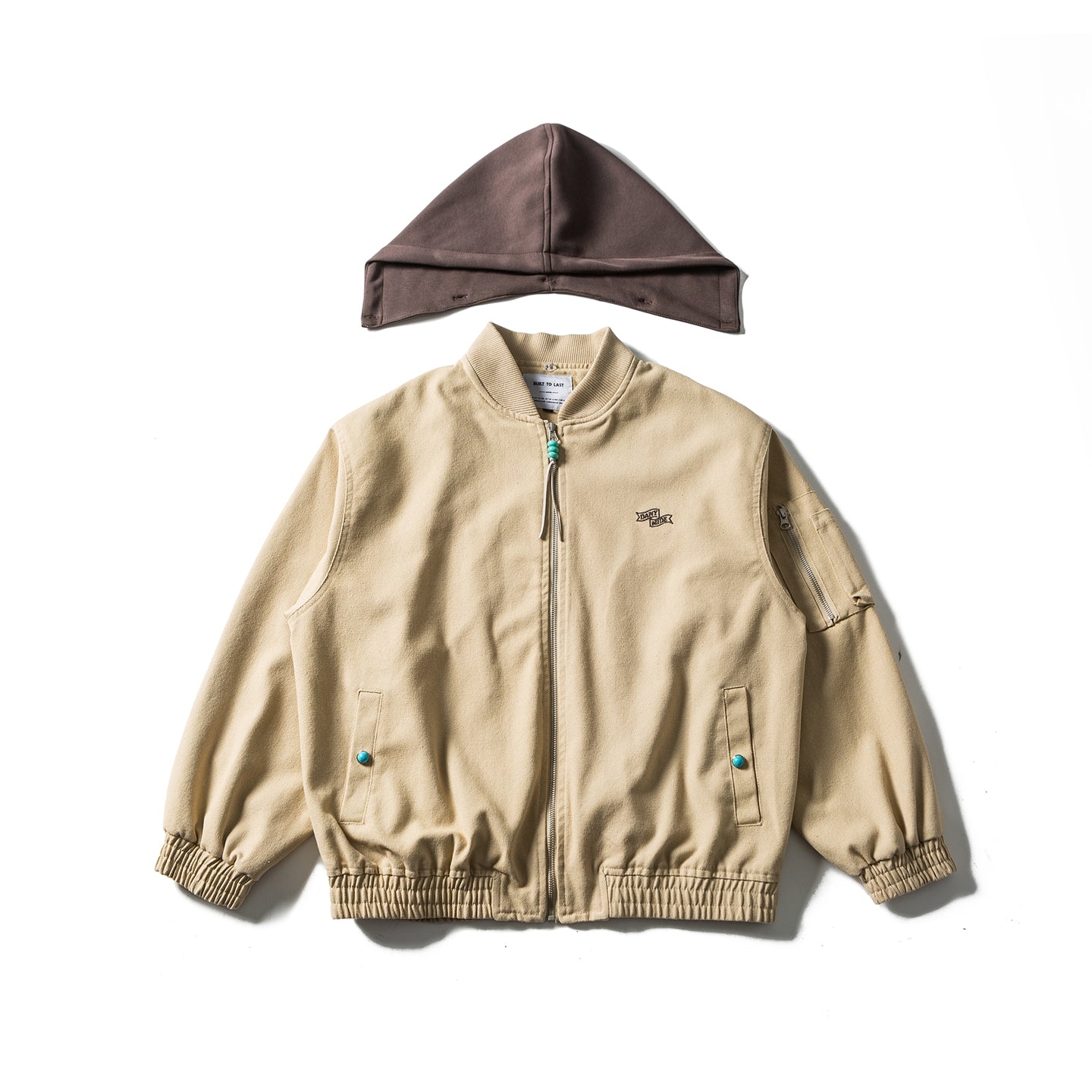 American Retro Detachable-Hood Workwear Bomber Jacket – Embroidered Washed Cotton (Unisex)