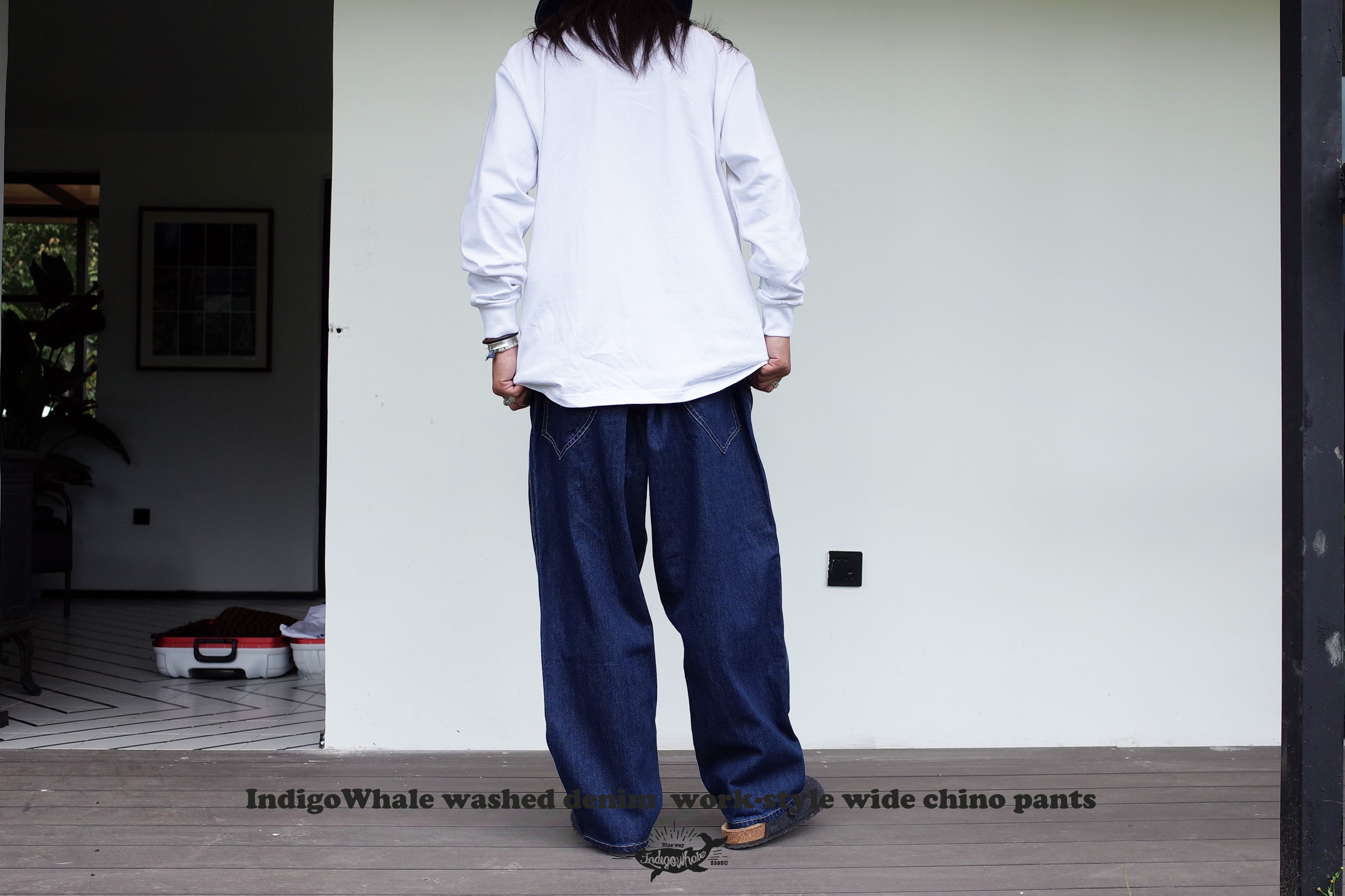 IndigoWhale High-Rise Button-Washed Denim Chino Jeans – Loose Straight Chino Style