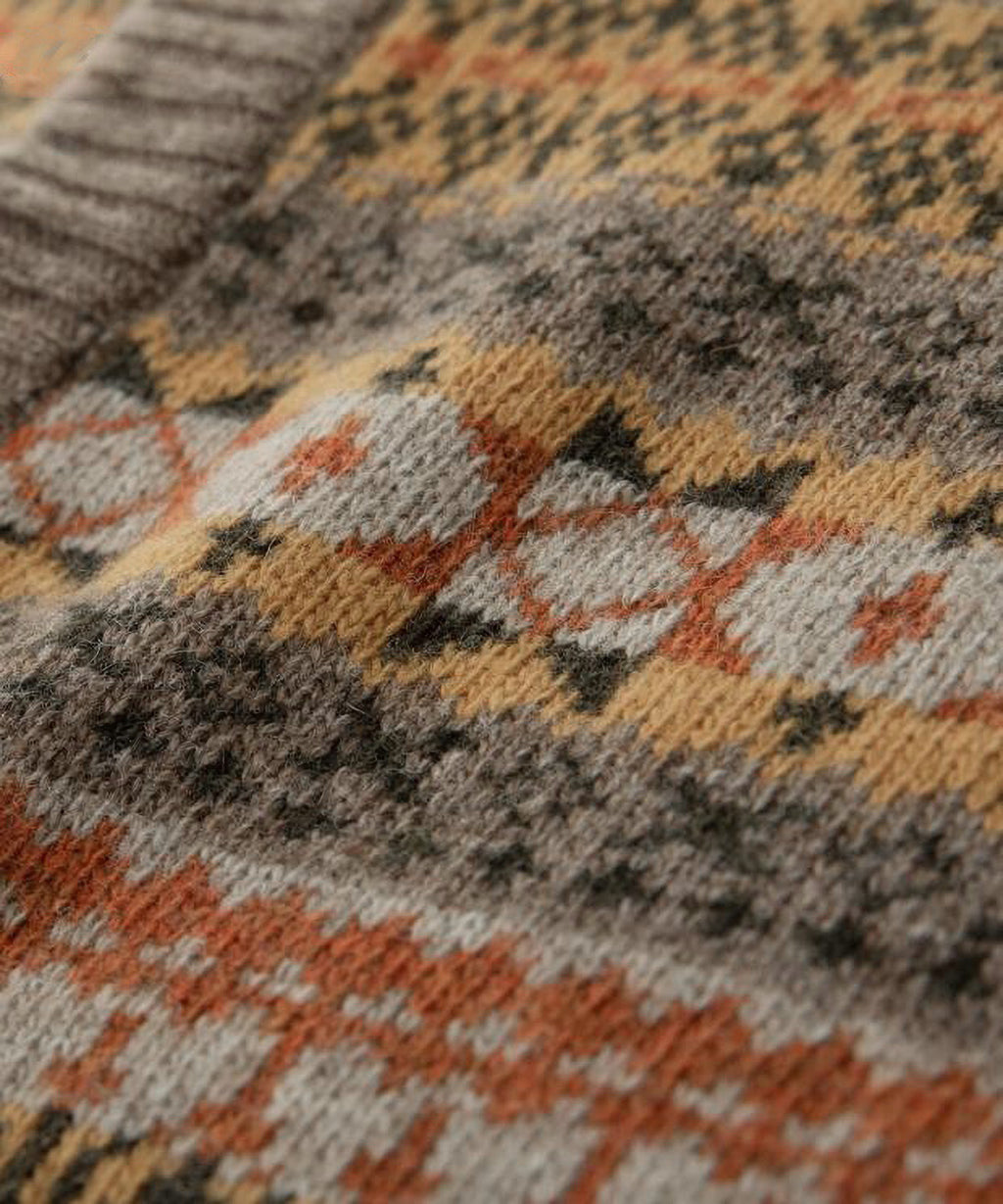 Fair Isle Ethnic-Style Merino Wool Cardigan – Thick Knit Unisex