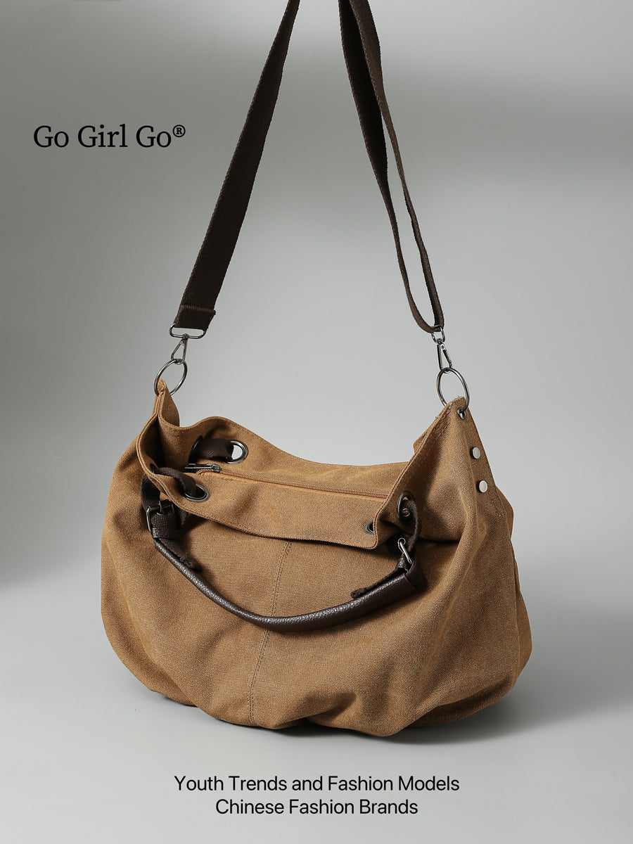 2025 New American Style Workwear Retro Commuter Large Bag Crossbody Canvas Tote Bag Melard Color Series Tote Bag