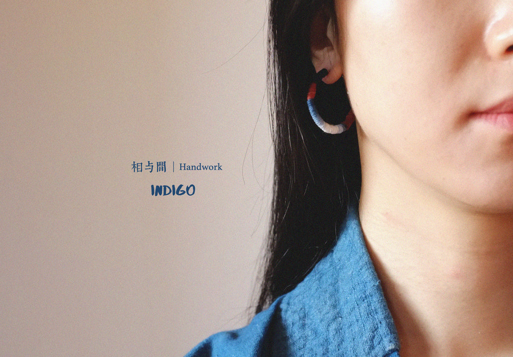 Original Earrings Handmade Blue Dyed Plant-Dyed Cotton Thread Niche Geometric Circle High-End Earrings