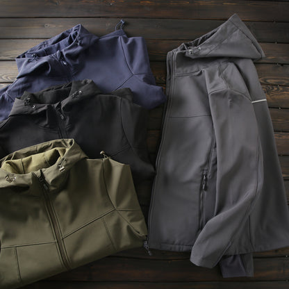 Men's Premium Fleece Thermal Soft Shell Jacket - Autumn Windproof Waterproof Thickened Hooded Coat