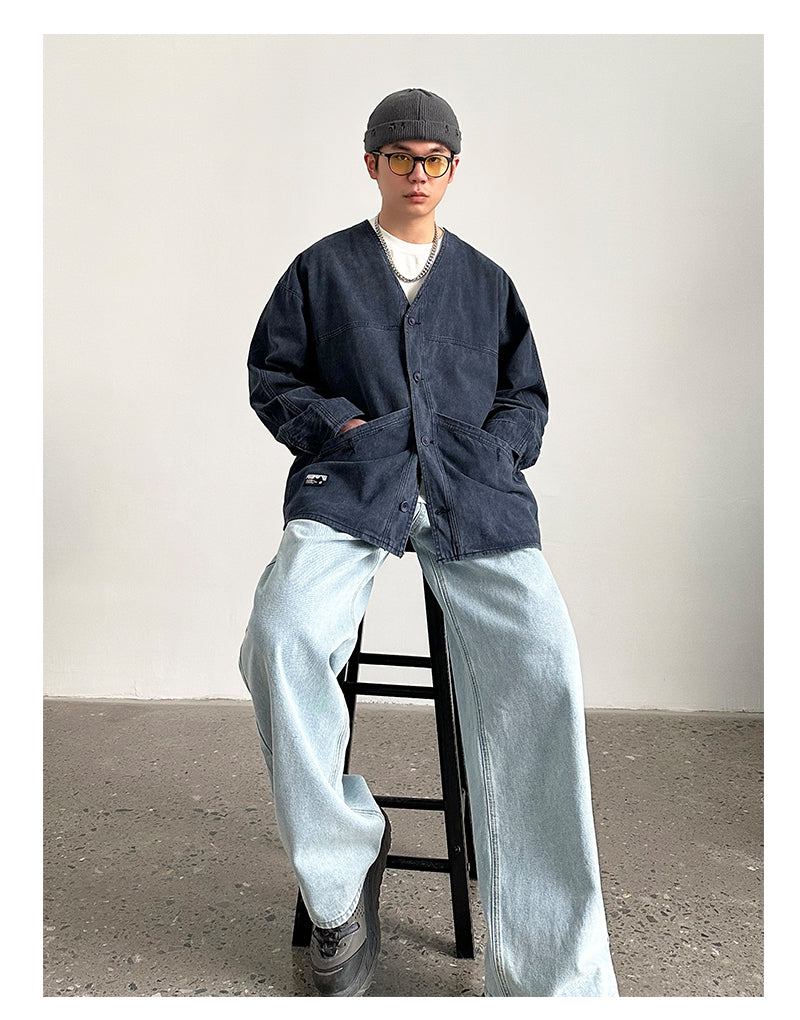 Jacket Cardigan Denim Coat Spring New OOTD Outfit Retro Men's Top