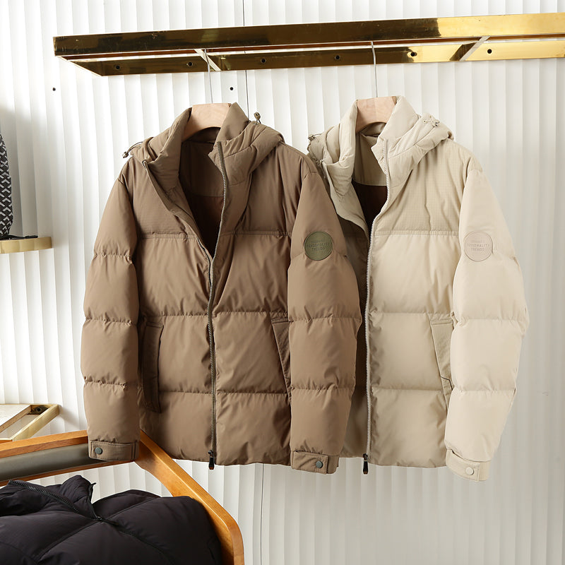 Men's Plus Size Export Overstock Puffer Jacket - High-Puff Hooded Thickened White Duck Down Coat