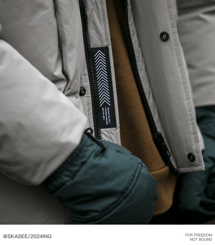 Cleanfit Deconstructed Patchwork Design Down Jacket for Men Winter Couples Outdoor Windproof Workwear 90 White Duck Down Coat