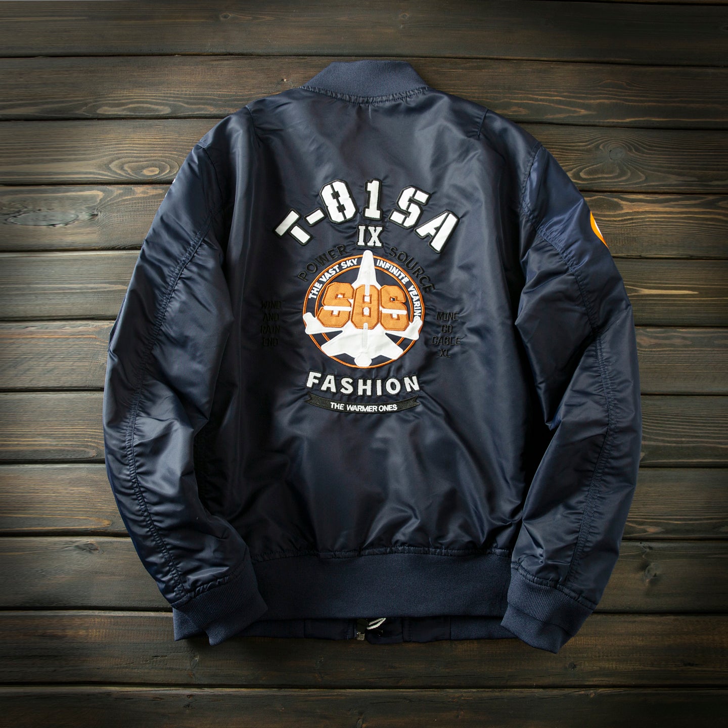 Men’s Heavy Embroidery Baseball-Collar Flight Jacket – Rugged Retro Casual for Fall