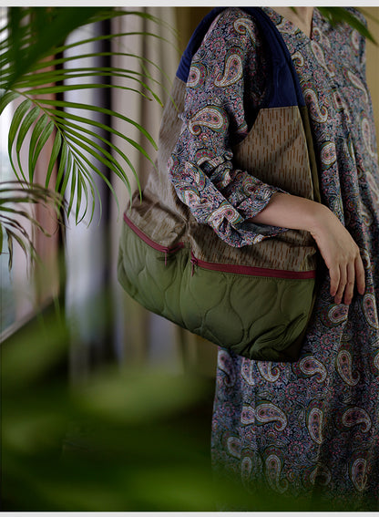 Original 2025 Spring New Retro Patchwork Design Single Shoulder Handbag Large Capacity Commuter Bag