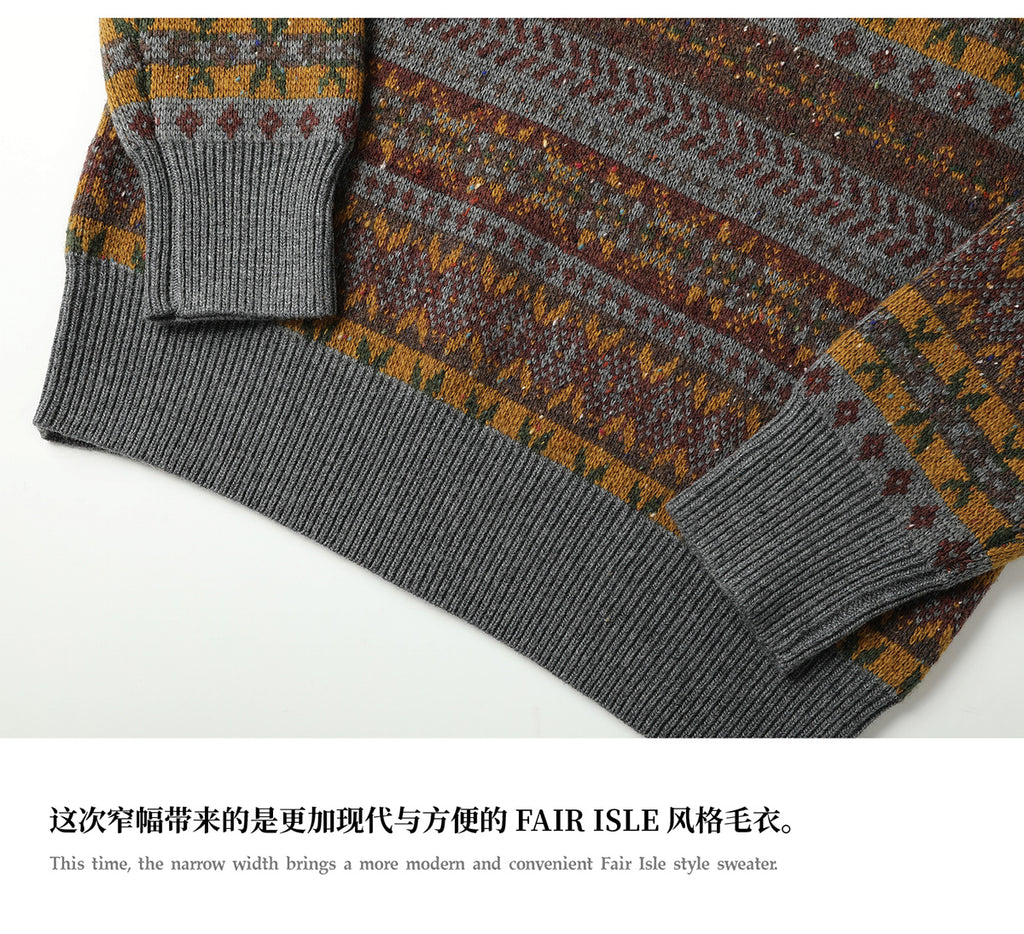 Vintage Fair Isle Wool-Blend Crewneck Sweater – British Heritage Style (Unisex)