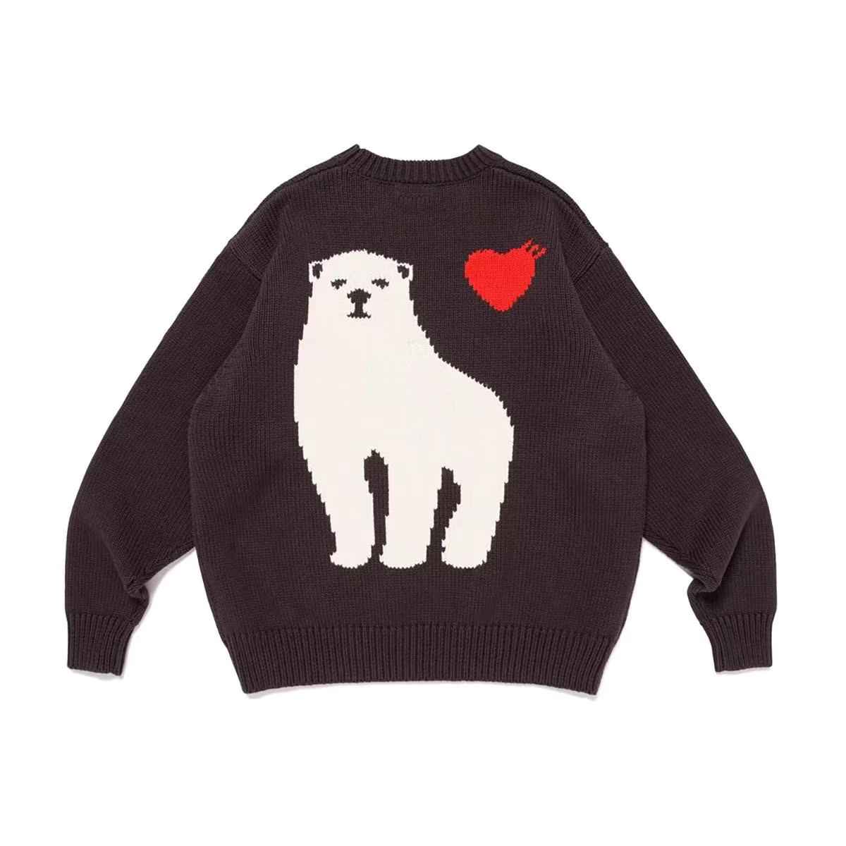 Polar-Bear Heart Jacquard Sweater – Japanese Retro Unisex Knit