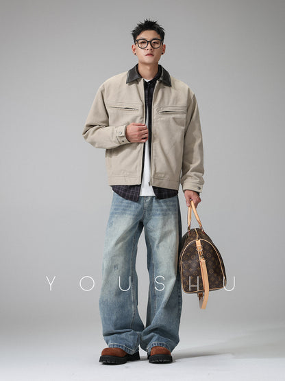 American-style trendy brand lapel Harrington jacket for men, spring workwear Detroit coat – Japanese vintage | yamalin clothes | Yamalinclothes