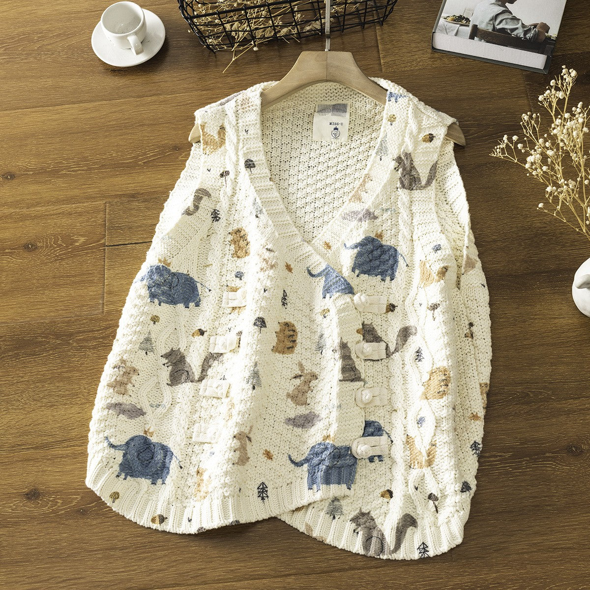 Mori Girl Floral Knitted Sweater Vest – Retro Button Sleeveless Knit