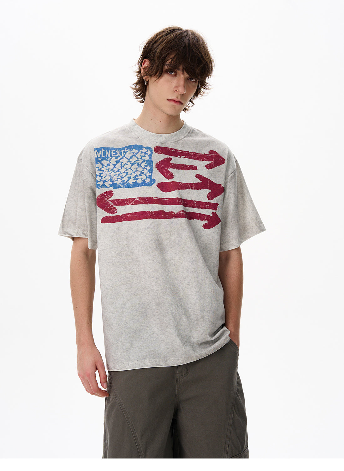American Retro Dirty Short Sleeve T-Shirt for Men Ins Trendy Brand Fashion Cool Niche Top Couple Tee
