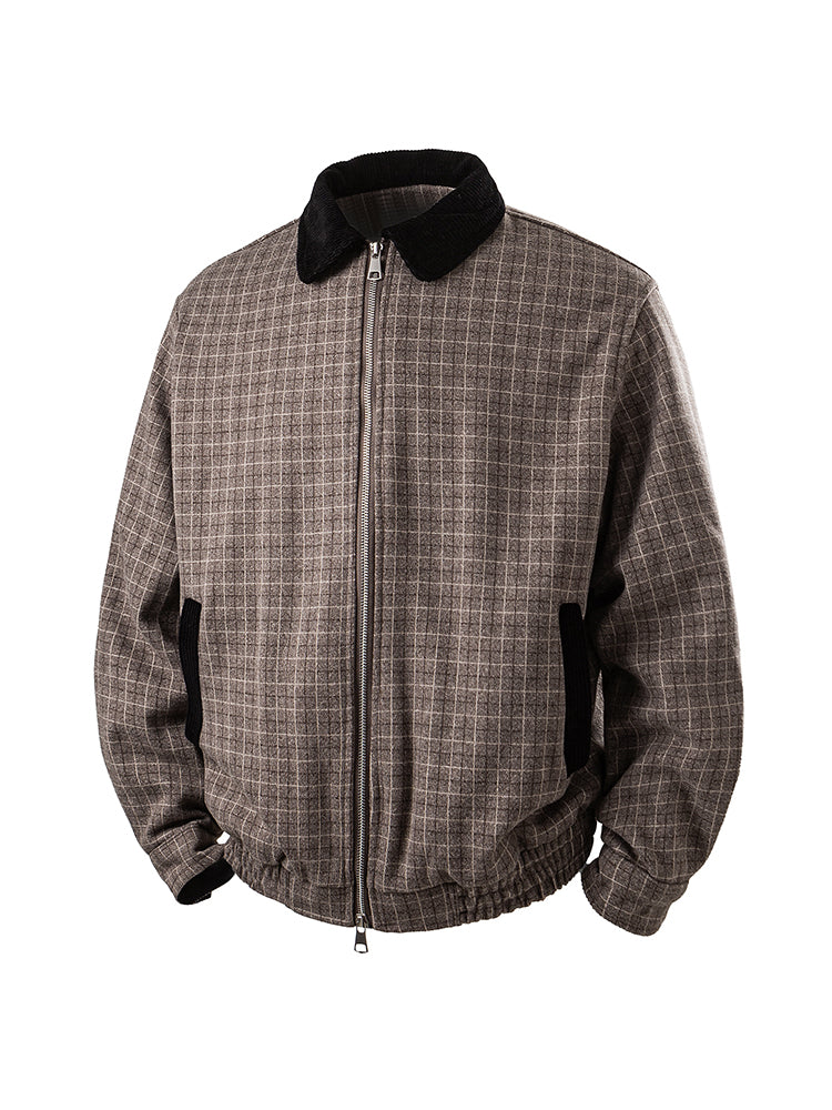 GPStudio American-Retro Patchwork Plaid Harrington Jacket – High-End Old-Money Streetwear