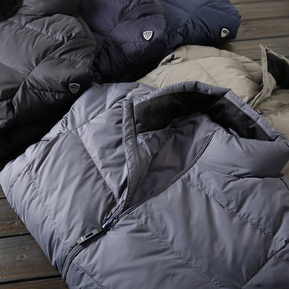 Men's Plus Size Lightweight High-Fluffy Down Jacket - Winter Stand Collar Warm Export Overstock Coat