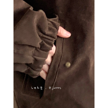 Melad Retro Suede Down Jacket - Japanese Style Casual Coat (Unisex)