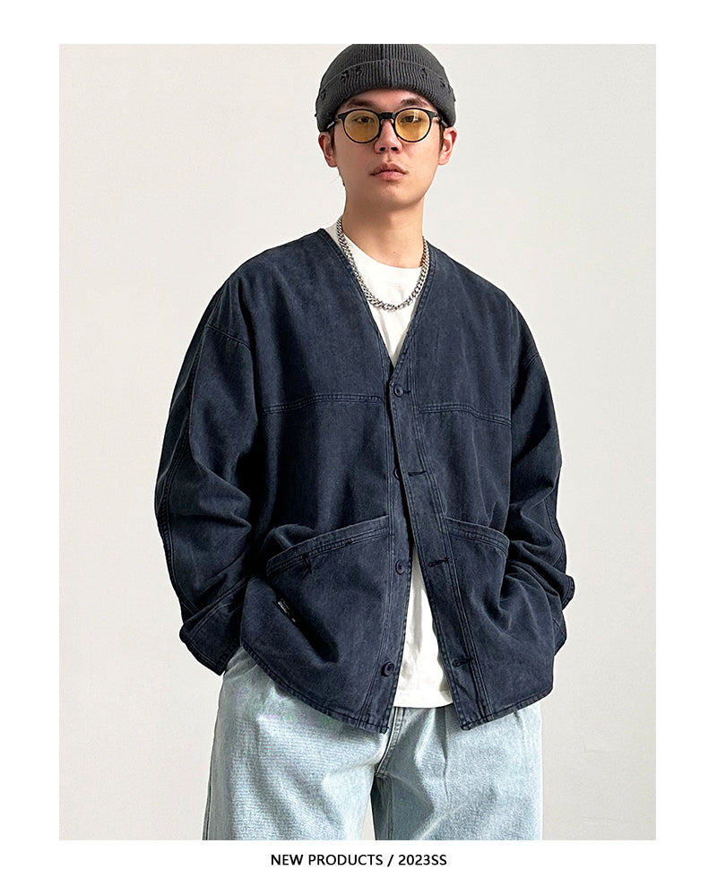 Jacket Cardigan Denim Coat Spring New OOTD Outfit Retro Men's Top