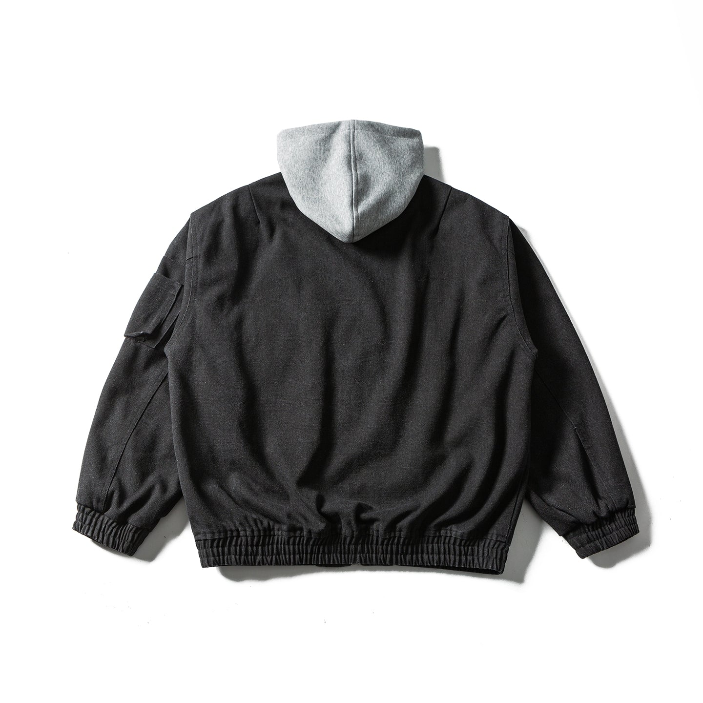 American Retro Detachable-Hood Workwear Bomber Jacket – Embroidered Washed Cotton (Unisex)