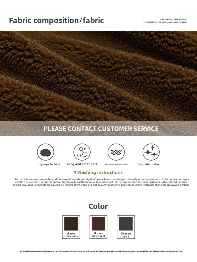 Japanese Retro Melad Stand Collar Lamb Wool Cotton Jacket for Men Winter Trendy Loose Couple Thickened Warm Cotton Coat Trendy