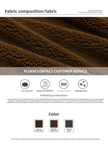 Men's Japanese Retro Lamb Wool Jacket - Thickened Stand Collar Couple Cotton Coat