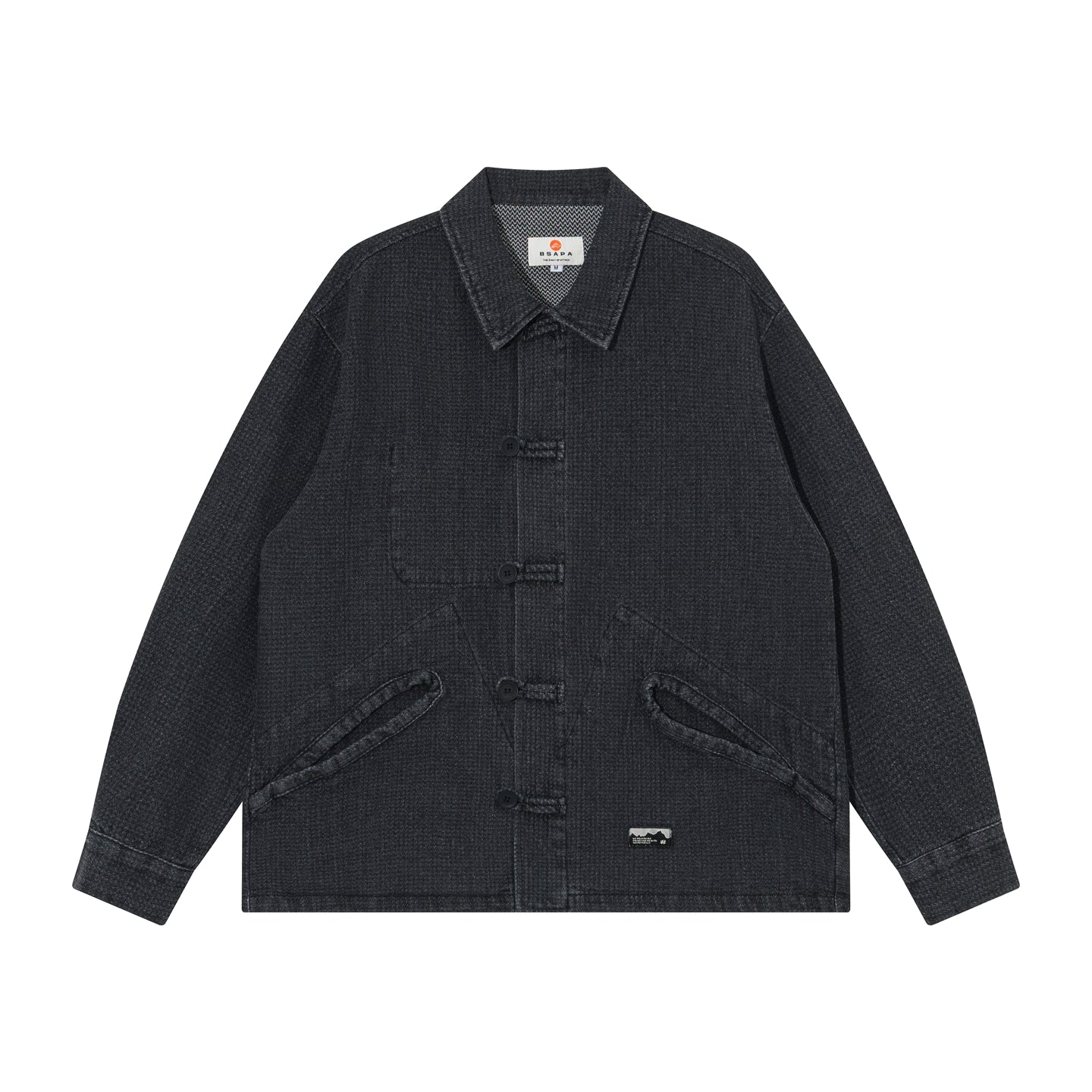 Ethnic-Style Buckle Denim Jacket – Vintage Washed Casual Outerwear with Chinese Folk Detail