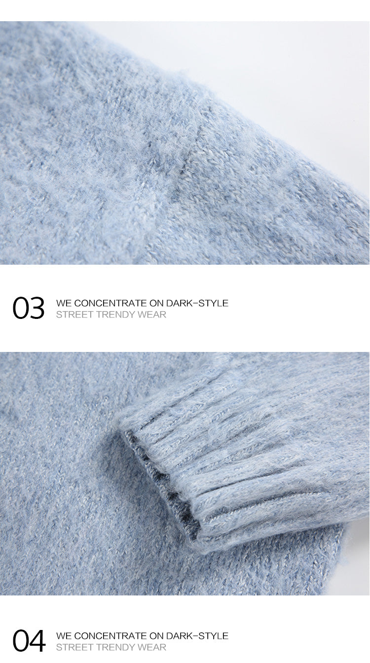 GPstudio American Style Trendy Brand Seahorse Wool V-Neck Sweater for Men Spring Melad Brown Lazy Top Knitted Shirt