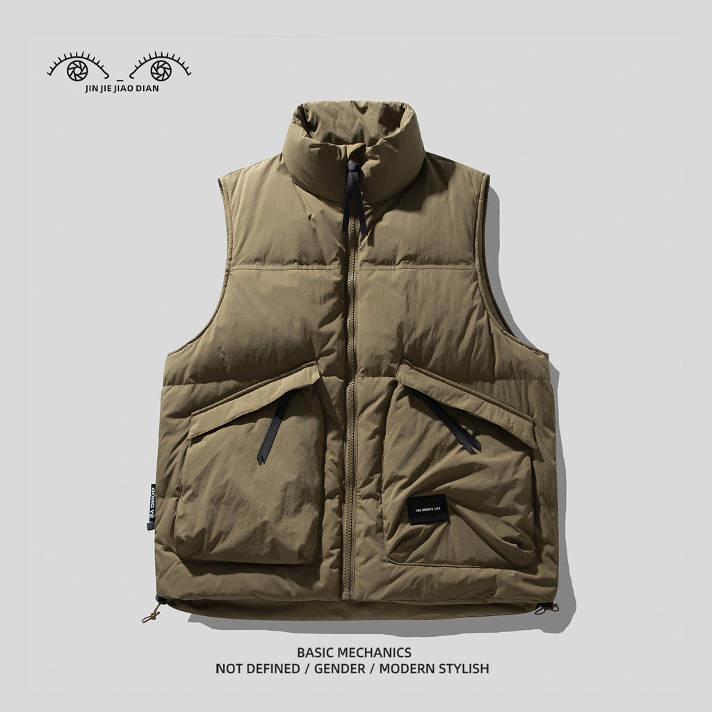 Mountain-Style Caramel 90% Duck-Down Vest – Warm Workwear Insulated (Unisex)