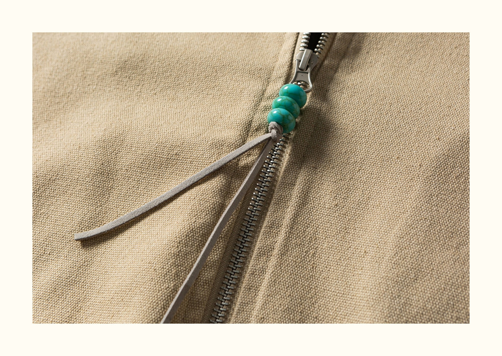 American Retro Detachable-Hood Workwear Bomber Jacket – Embroidered Washed Cotton (Unisex)