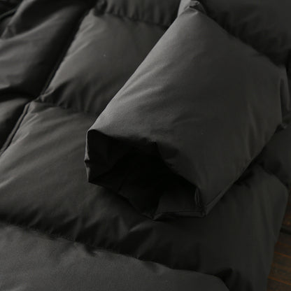 Men's Plus Size 800 Fill Power Mid-Length Down Jacket - Euro-American Style Hooded Thickened Cold-Resistant Warm Coat