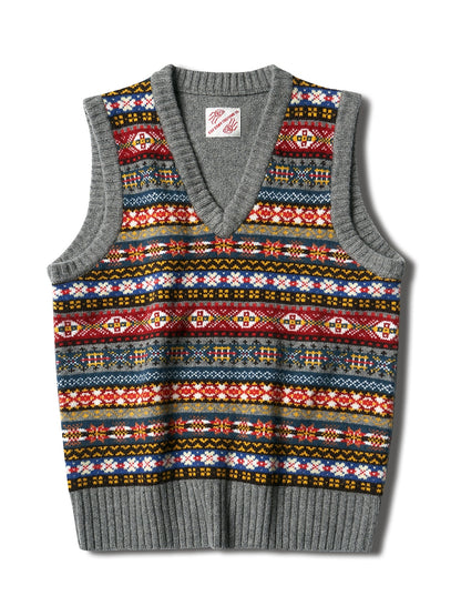 Fair Isle Merino Wool Crew Neck Sweater – Vintage British Retro (Unisex)