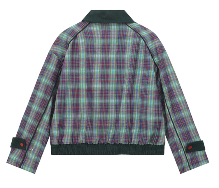 Plaid Embroidery Contrast Casual Jacket – Hold Colour Unisex