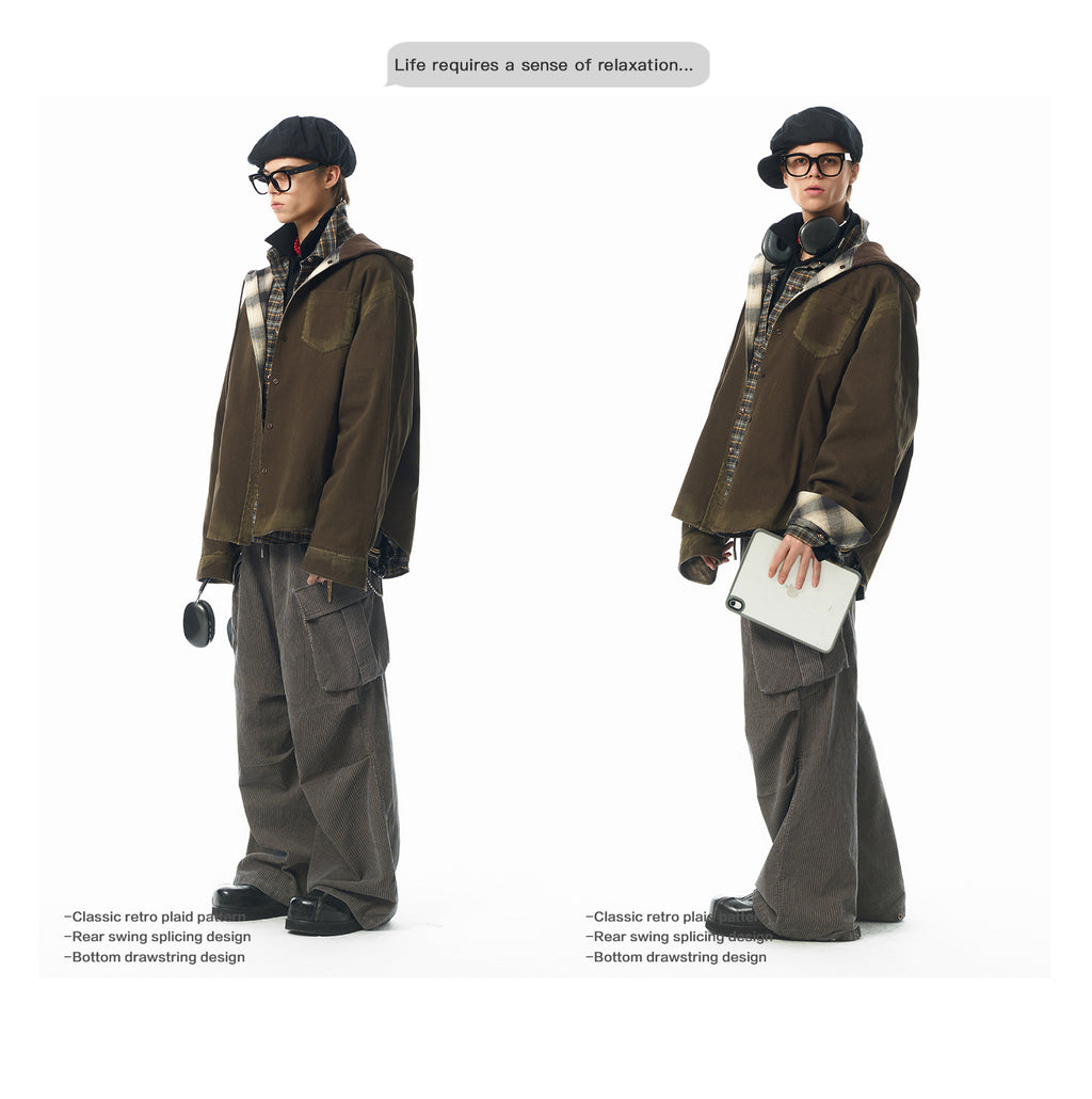 Vintage Reversible Hooded Plaid Jacket – Heavy Dual-Wear (Unisex)