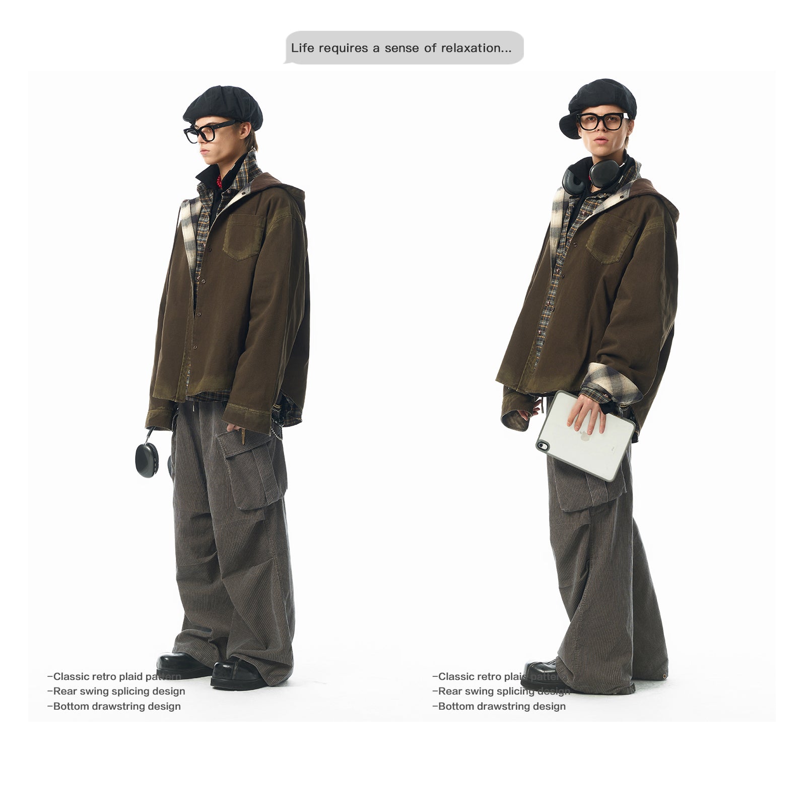 Vintage Reversible Hooded Plaid Jacket – Heavy Dual-Wear (Unisex)