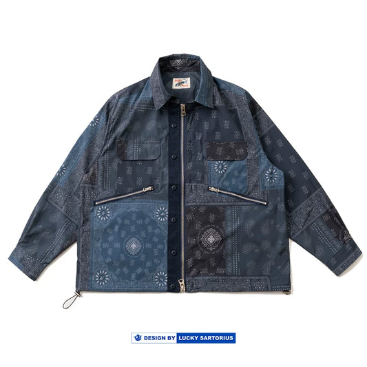 Japanese Vintage Cashew Flower Patchwork Jacket - Multi-Functional Tech Coat (Unisex)