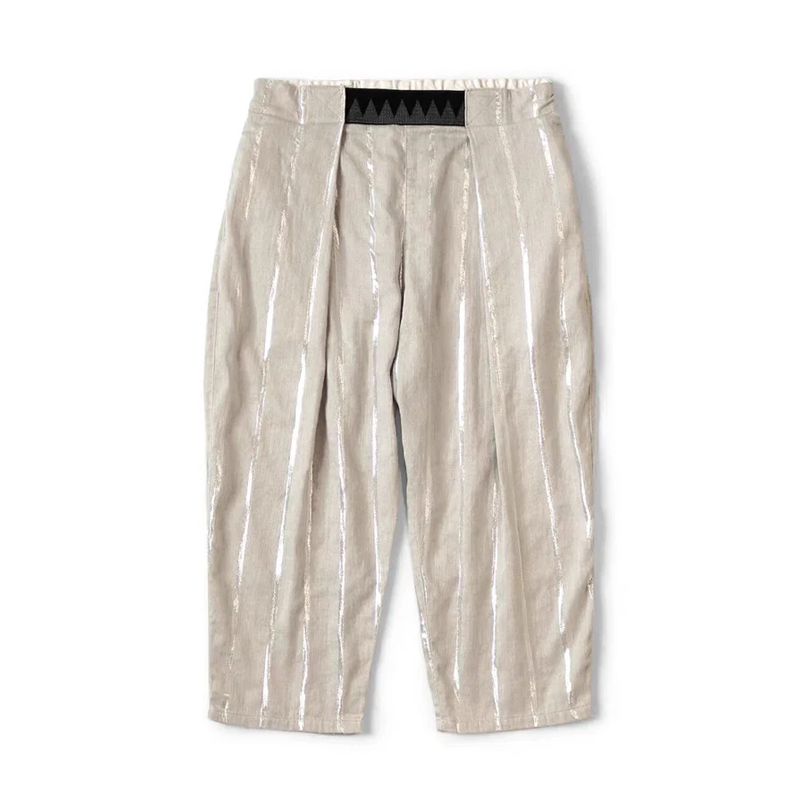 Japanese Artisan Vintage Silver Stripe Cotton Linen Straight-Leg Pants – Lightweight Slacks – Japanese vintage | yamalin clothes | Yamalinclothes