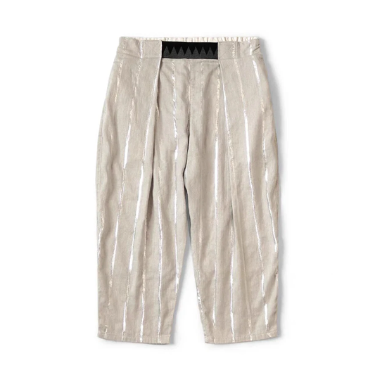 Japanese Artisan Vintage Silver Stripe Cotton Linen Straight-Leg Pants – Lightweight Slacks – Japanese vintage | yamalin clothes | Yamalinclothes
